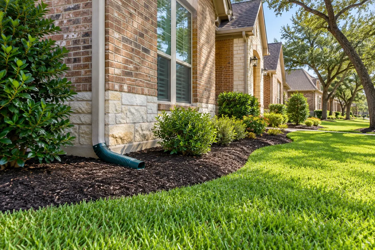 Backfilled and cleaned-up flower bed after a slab foundation repair in Round Rock